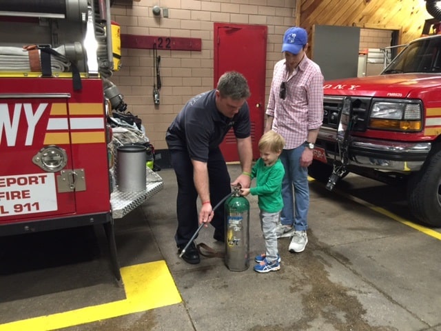 At Engine 22 Ladder 13 in Manhattan, this new friend is getting a hands-on lesson in how Firefighters do their job. 